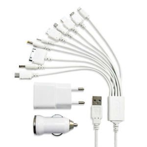 Her Model Cep Telefonuna Uyumlu Çok Fonksiyonlu 2 Amper 12 in 1 Araç ve Ev Şarj Cihazı