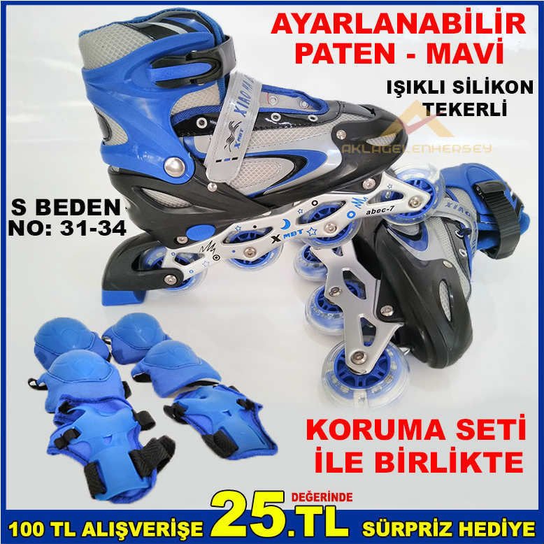 KORUMA SETLİ IŞIKLI TEKER AYARLI PATEN MV-S-3134