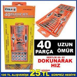 40 Parça Özel Alaşım Çelikten Üretim Metrik Kılavuz Pafta Takımı Erkek Ve Dişi Kollu Vida Açma Seti