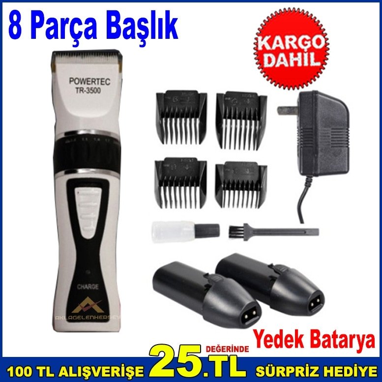 Saç,Sakal Tıraş Makinesi 8 Parça Başlıklı Elektrikli ve Şarjlı