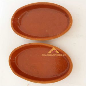 24x12cm 2'li SET TOPRAK GÜVEÇ KABI YÜKSEK ATEŞE DAYANIKLI GÜVEÇ FIRIN KABI 2 ADET TOPRAK KAYIK TABAK