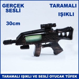 Taramalı Işıklı ve Gerçek Sesli Oyuncak Makinalı Tüfek 30cm Büyük Boy