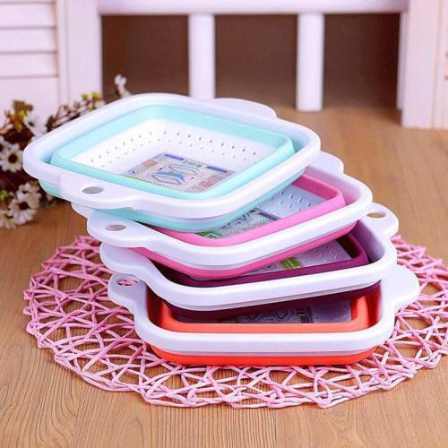 Katlanabilir Akordiyon Kare Süzgeç Dekoratif Kap Asorti