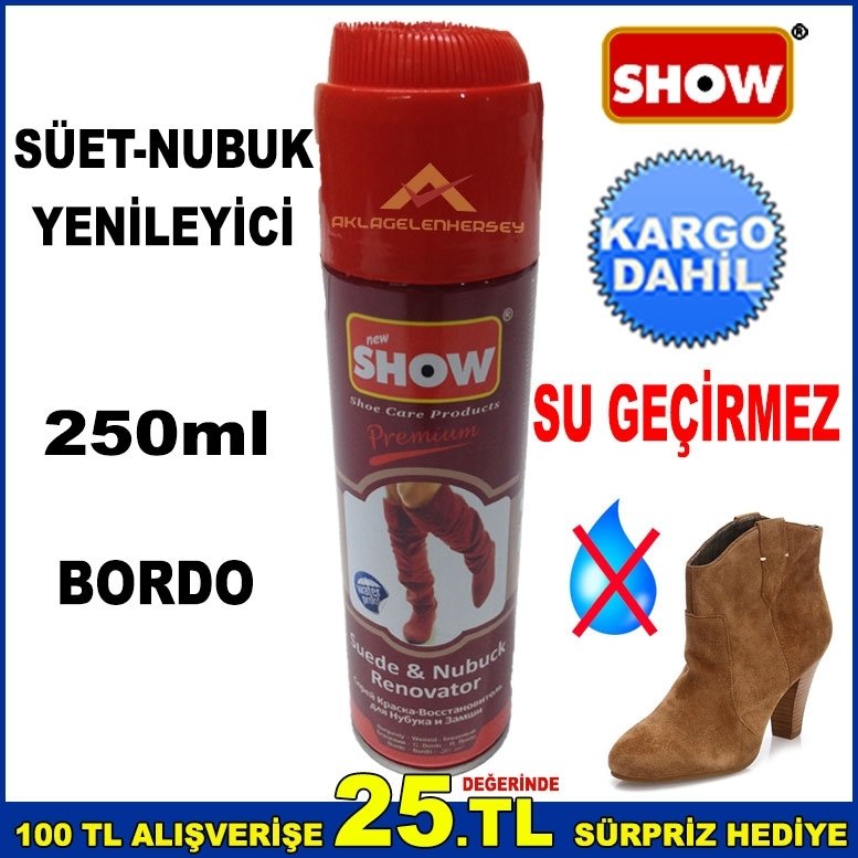 BORDO SPREY SÜET BOYASI SU GEÇİRMEZ AYAKKABI-ÇANTA-MONT BOYASI