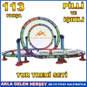 PİLLİ ve IŞIKLI 113PARÇA HIZ TRENİ TUR TREN SETİ