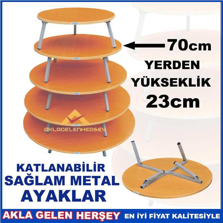 KATLANABİLİR METAL AYAKLI AHŞAP YER SOFRASI 70cm
