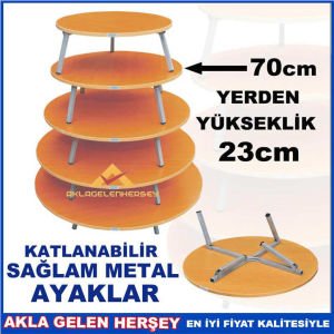 KATLANABİLİR METAL AYAKLI AHŞAP YER SOFRASI 70cm