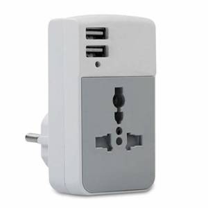 Türk-Amerikan-İngiliz Tüm Prizleri Çevirici Seyahat Adaptörü 2 Usb Girişli Universal Priz Çevirici
