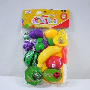 13 Parça Kesme Tahtalı ve Bıçaklı Kesilebilen Mıknatıslı Sebze ve Meyve Oyuncak Seti - Food Game