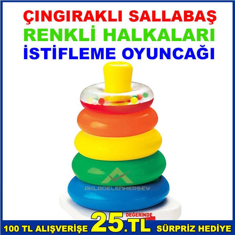 ÇINGIRAKLI RENKLİ HALKALARI İSTİFLEME OYUNCAĞI SALLABAŞ