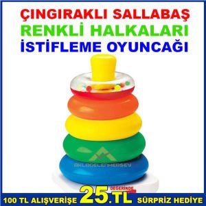 ÇINGIRAKLI RENKLİ HALKALARI İSTİFLEME OYUNCAĞI SALLABAŞ