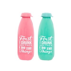 Renkli Baskılı Kapaklı Süt Şişesi 1 lt Kapasiteli Dekoratif Şişe