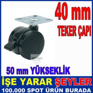 40MM FRENLİ DÖNER TABLALI MOBİLYA TEKERLEĞİ