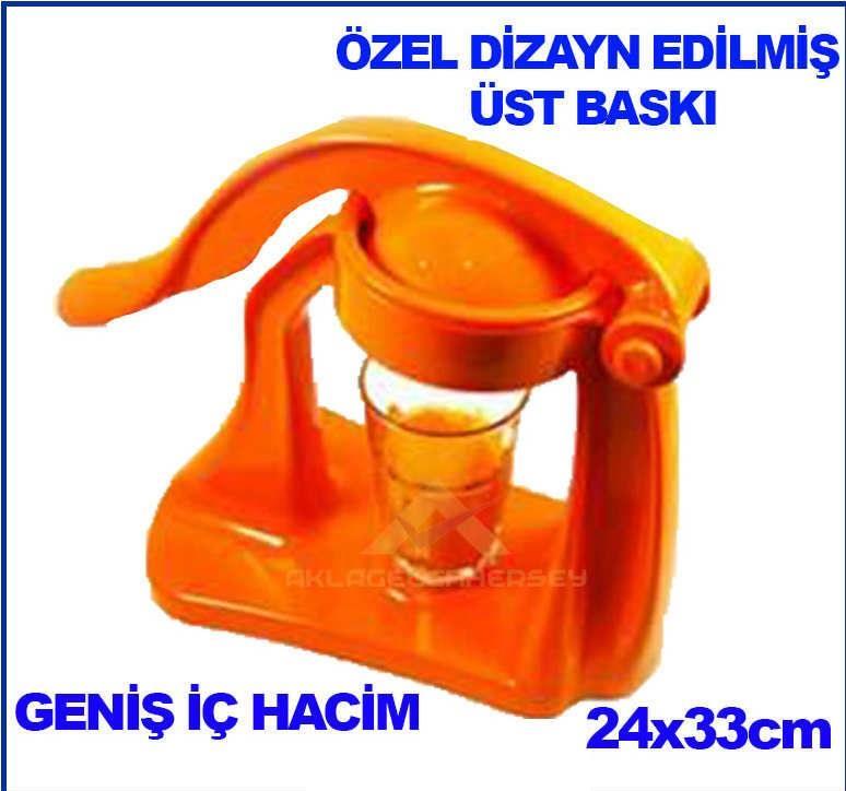 EV TİPİ 24x33cm BOYUTUNDA GENİŞ İÇ HACİMLİ ÖZEL DİZAYN ÜST BASKILI KOLLU NARENCİYE SIKACAĞI