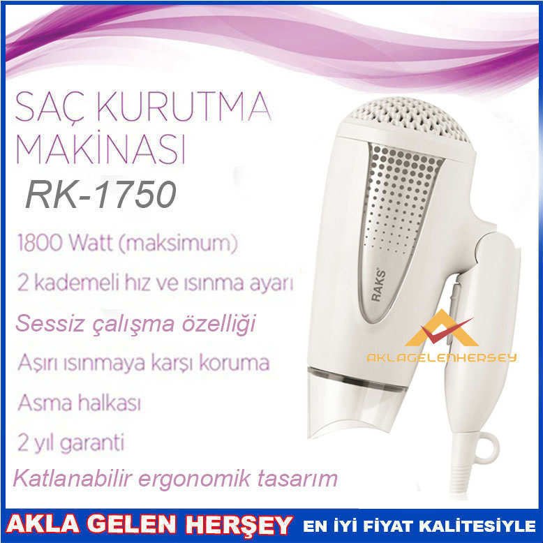 RAKS 1800Watt 2 HIZ SAÇ KURUTMA MAKİNASI RK-1750