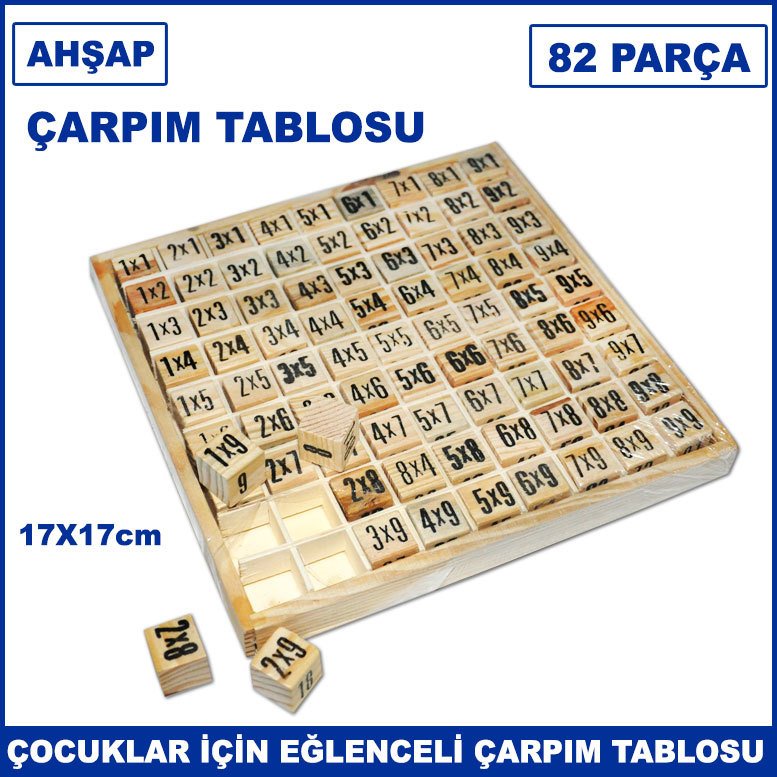 82 Parça Bağımsız Küp Bloklarla Ahşap Çarpım Tablosu Zeka Geliştirici Öğretici Çocuk Gelişim Seti