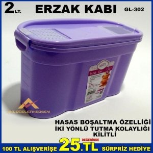GOLDEX 2 LİTRE ÇİFT KAPAKLI PRATİK ERZAK KABI