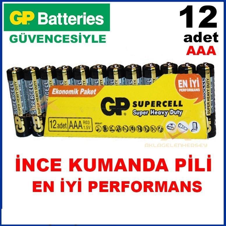 GP SUPERCELL 12adet AAA İNCE KALEM KUMANDA PİLİ