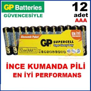 GP SUPERCELL 12adet AAA İNCE KALEM KUMANDA PİLİ