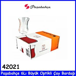 Paşabahçe 6Lı Büyük Optikli Çay Bardağı 42021 Kalileti Cam Ürün