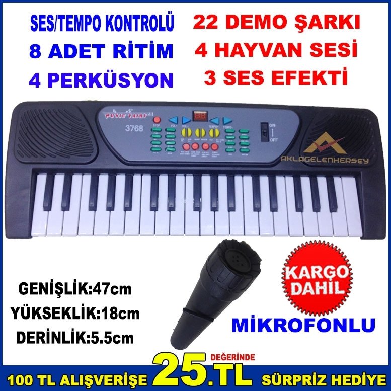 PROGRAM KAYIT İŞLEVLİ PİYANO OYUNCAK MİKROFONLU PİANO