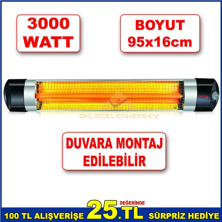 95x16cm 3000WATT GÜCÜNDE DUVARA MONTAJ EDİLEBİLEN MAXİMUM VERİMLİ EKONOMİK İNFRARED ISITICI