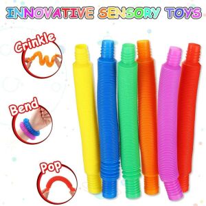 1 Adet Mini Pop Tüp Duyusal Oyuncaklar, Çok Renkli Streç Boru Duyusal Oyuncaklar Stres Oyuncakları 19 cm