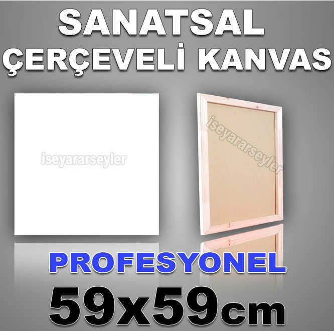 AHŞAP ŞASELİ BOŞ RESİM TUVALİ HAZIR TUAL 59X59