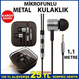 AKILLI TELEFONLAR İÇİN MİKROFONLU METAL KULAKLIK
