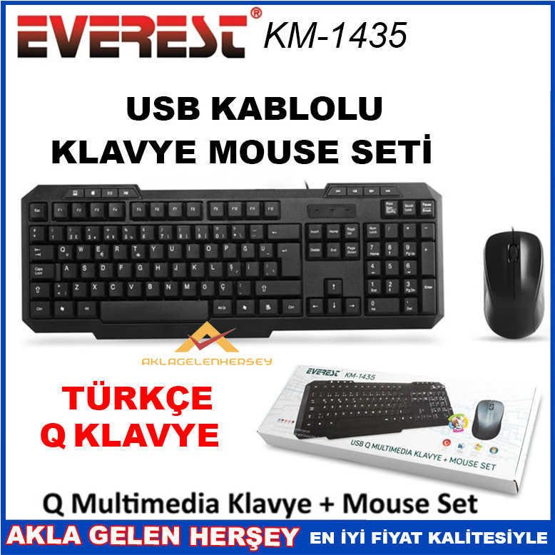 EVEREST KABLOLU USB KLAVYE-MOUSE SETİ KM-1435