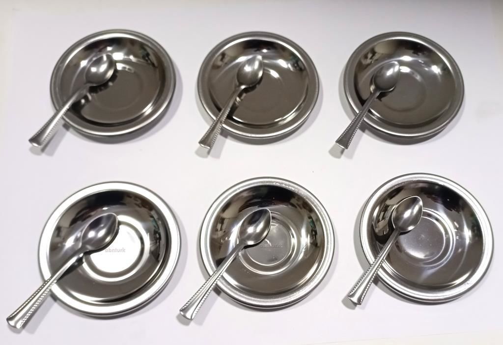 12li Set Paslanmaz ince Çelik 6 Adet Çay Tabağı + 6 Kaşığı Günlük HarcıAlem PAZAR MALI Lüx DEĞİLDİR