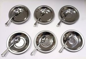 12li Set Paslanmaz ince Çelik 6 Adet Çay Tabağı + 6 Kaşığı Günlük HarcıAlem PAZAR MALI Lüx DEĞİLDİR