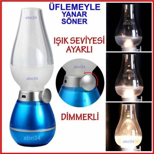 Retro Gece Lambası Işık Ayarlı Led Lamba Üflemeyle Yanıp Sönen