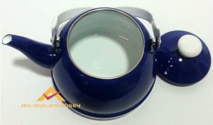 Üstten tutmalı emaye çaydanlık 2.5litre büyük boy içi beyaz dışı kırmızı nostaljik tek alt çaydanlık