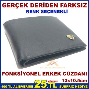 GERÇEK DERİDEN FARKSIZ FONKSİYONEL ERKEK CÜZDANI