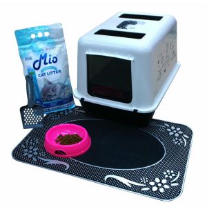 Kedi Kumu + Kürek + Paspas + Mama Kabı + Çiftsan Lux Filtreli Kapalı Kedi Tuvaleti