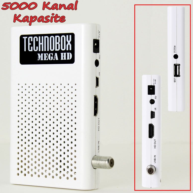 Technobox Mega Full HD OSD Rakam Göstergeli Mini Uydu Alıcısı 5000 Kanal Kapasiteli Wifi Bağlantılı