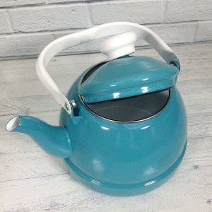 Üstten tutmalı emaye çaydanlık 2.5litre büyük boy içi beyaz dışı açık mavi nostaljik tek alt çaydanlık