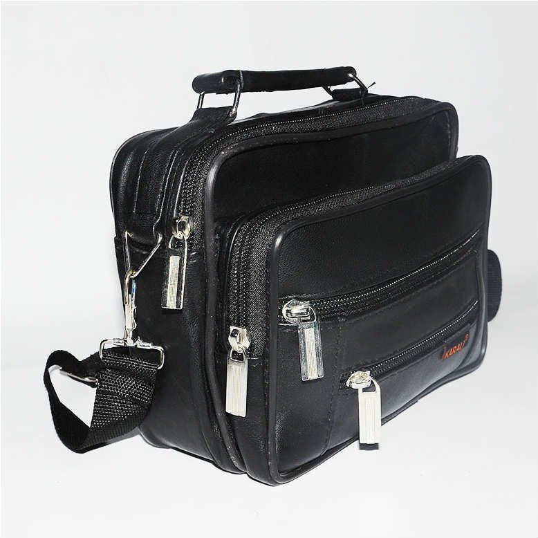 Gerçek Deri El Çantası - Askılı 5 Cepli Yatay Orta Boy Hakiki Deri El Çantası 20x16cm