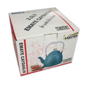 Üstten tutmalı emaye çaydanlık 2.5litre büyük boy içi beyaz dışı açık mavi nostaljik tek alt çaydanlık