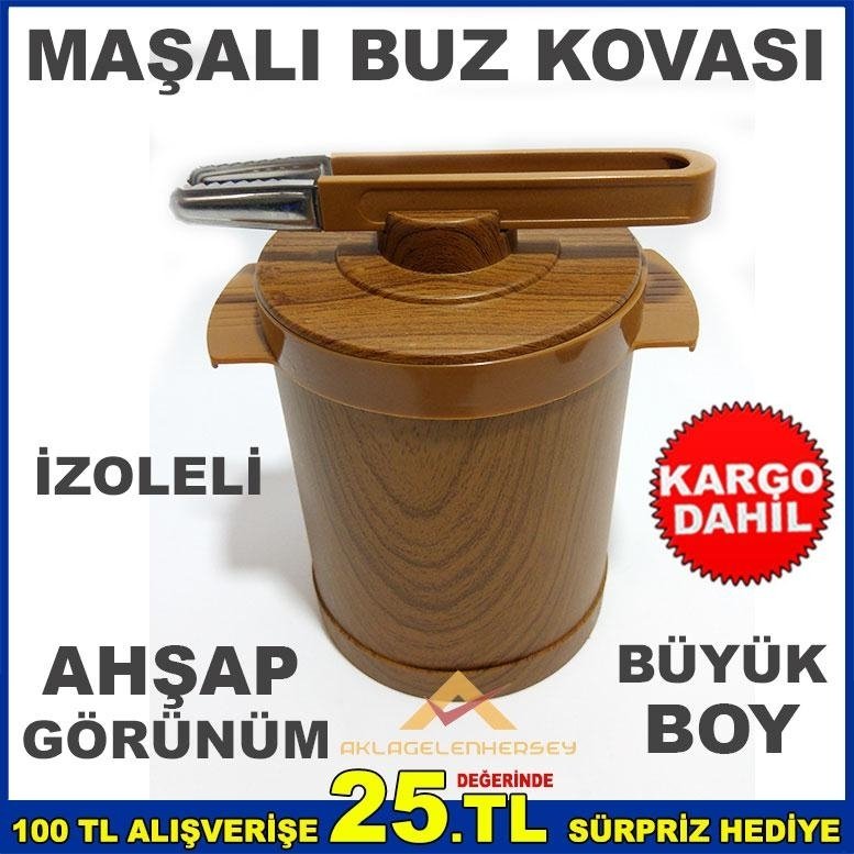 AHŞAP GÖRÜNÜM İZOLELİ BÜYÜKBOY MAŞALI BUZ KOVASI