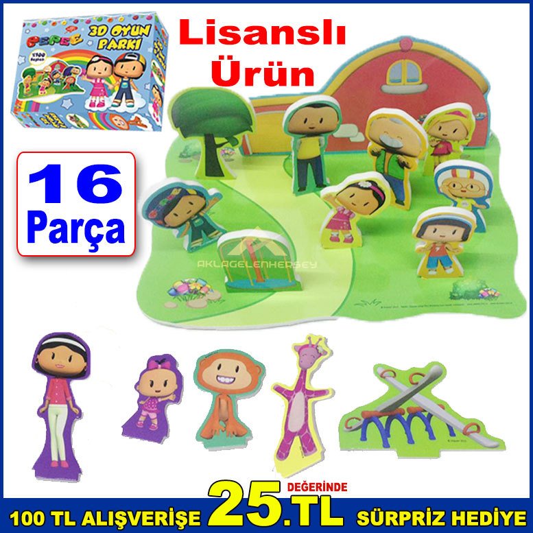 Orjinal Lisanslı Ürün Pepe 3D Oyun Parkı 16 Parça Eğlenceli Kurşun Asker Tarzı Pepe ve Arkadaşları