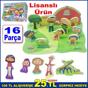 Orjinal Lisanslı Ürün Pepe 3D Oyun Parkı 16 Parça Eğlenceli Kurşun Asker Tarzı Pepe ve Arkadaşları