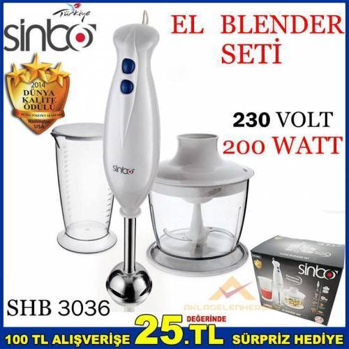 Sinbo Shb 3036 El Blender Seti 230 Volt 200 Watt