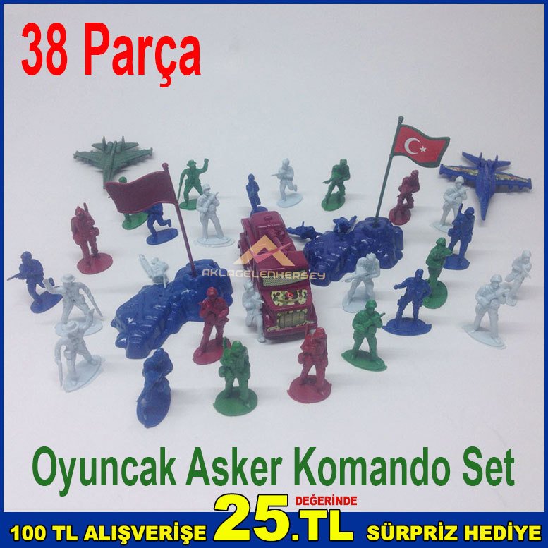 Oyuncak Asker Komando Ordusu 38 Parçadan Oluşan Kurşun Asker,Araba,Uçak Asker Seti