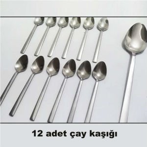 Lüks Çatal, Kaşık Takımı 36 Parça Düz Sade Paslanmaz Çelik Rostfrei Yemek Seti