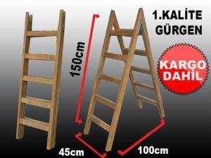 1.KALİTE GÜRGEN 5 BASAMAKLI AHŞAP MERDİVEN KD