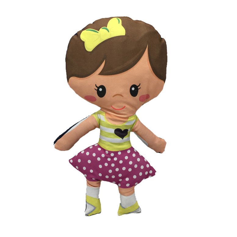 Tokalı Bez Bebek Yumuşak Dokulu Oyuncak Sevimli Bebek 43cm Kumaş Bebek