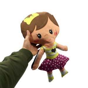 Tokalı Bez Bebek Yumuşak Dokulu Oyuncak Sevimli Bebek 43cm Kumaş Bebek