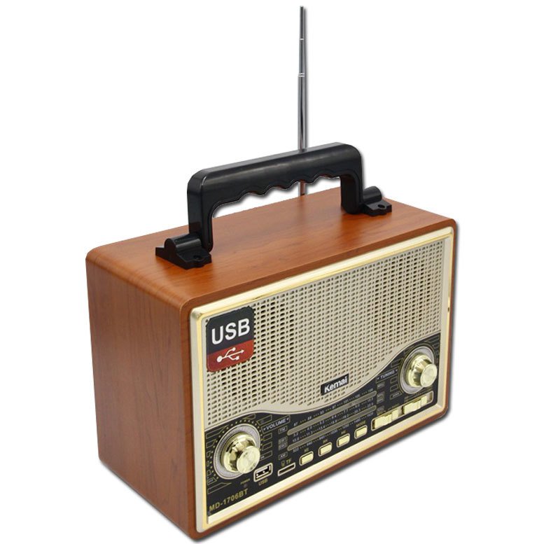 Kemai MD-1706BT Bluetooth Usb/Tf/Sd Fm Nostaljik Radyo Aux Girişli Kumandalı Portatif Müzik Çalar